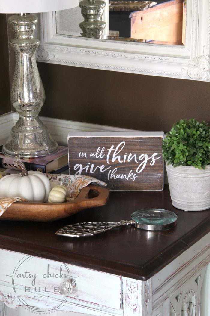 In All Things Give Thanks Sign and Free Printable artsychicksrule.com #freeprintable #inallthings #givethanks