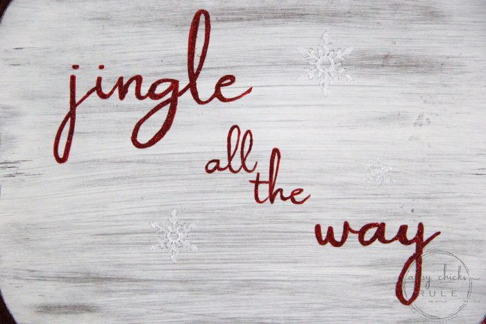 Thrifty Jingle All The Way Sign - artsychicksrule.com #jinglealltheyway #christmassign #holidaysign #retroChristmas