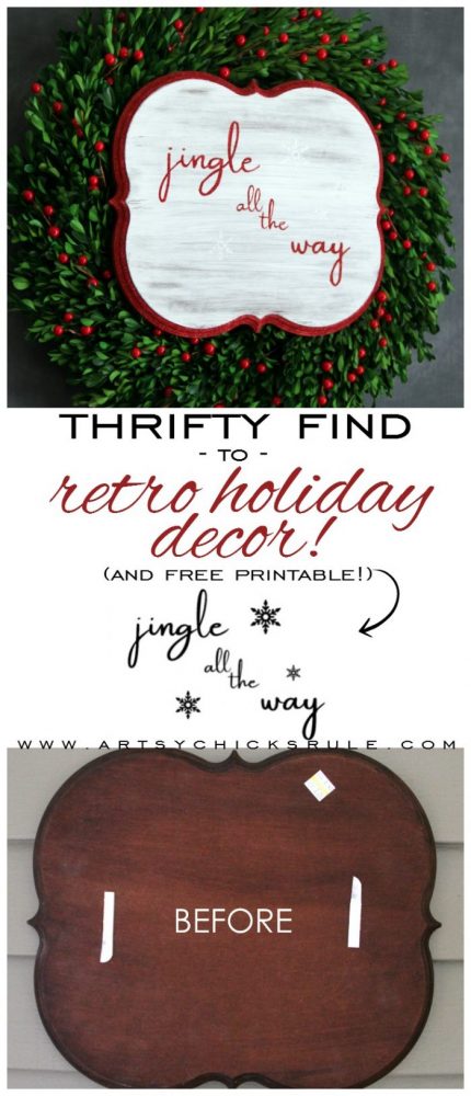 Thrifty Jingle All The Way Sign - artsychicksrule.com #jinglealltheyway #christmassign #holidaysign #retroChristmas