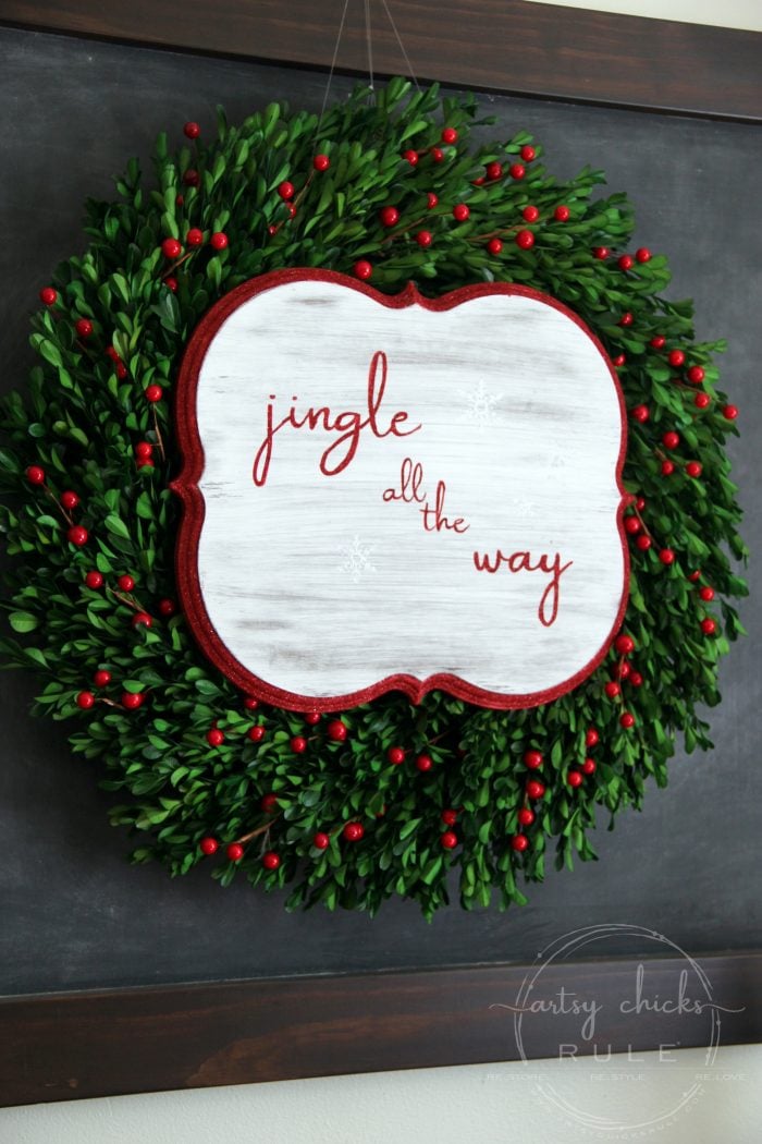 Thrifty Jingle All The Way Sign - artsychicksrule.com #jinglealltheyway #christmassign #holidaysign #retroChristmas