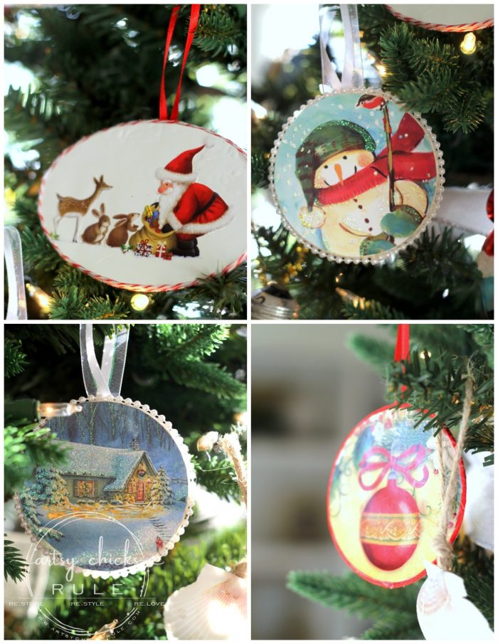 Christmas Cards Repurposed .....MULTIPLE ways!! Don't throw them out or stick them in a drawer...use them! artsychicksrule.com #christmascardsrepurposed #cardsrepurposed #repurposedprojects #diychristmasornament #christmascrafts