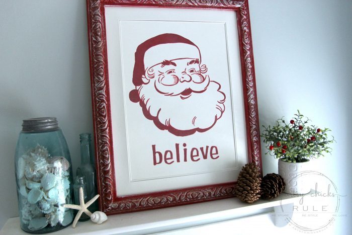 Santa Sign - DIY Believe Sign artsychicksrule.com #santasign 