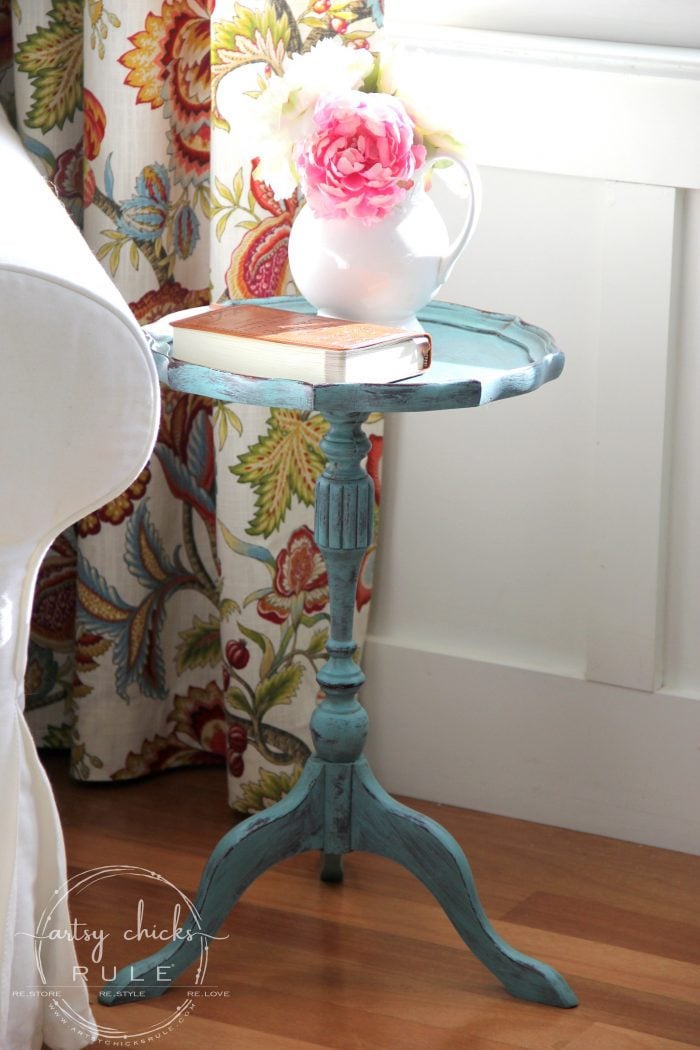 Chalk Painted Antique Side Table (easy “antiquing” technique!)