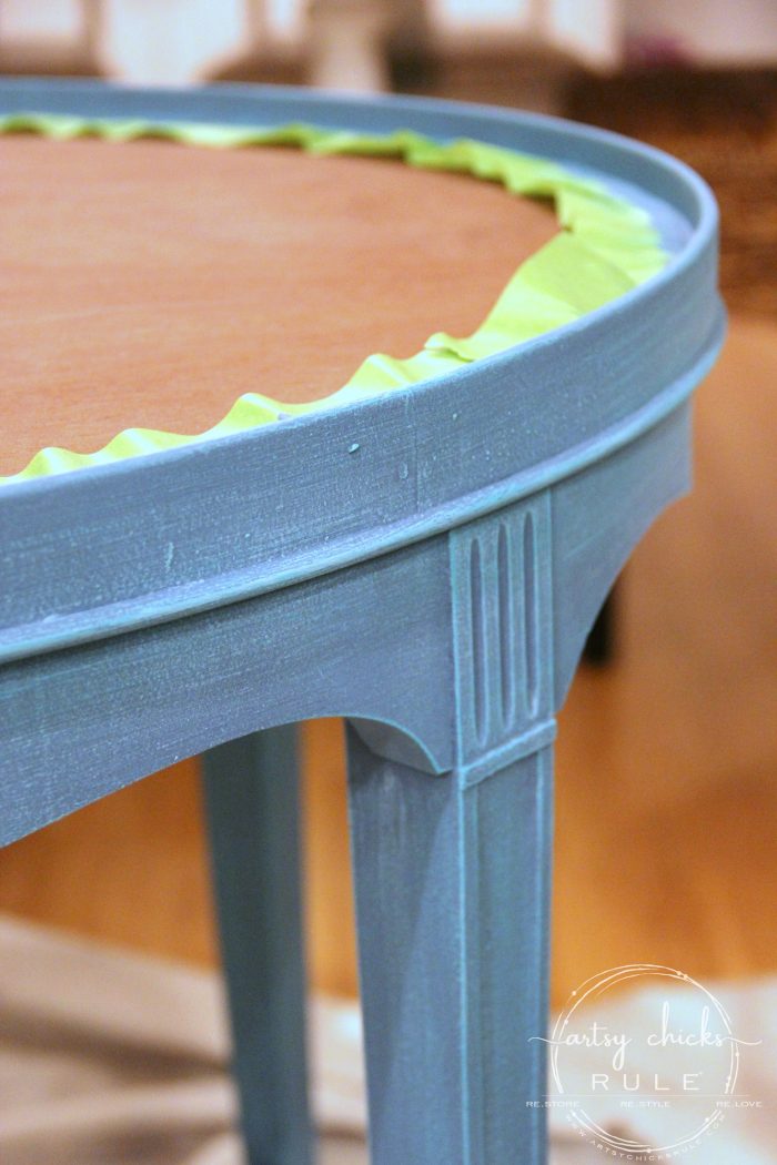 Layered Chalk Paint Makeover Tutorial - artsychicksrule.com #layeredchalkpaint #chalkpaintmakeover #paintedfurniture #aubussonblue