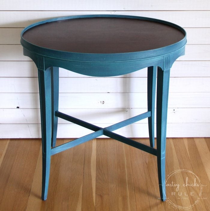 Layered Chalk Paint Makeover Tutorial - artsychicksrule.com #layeredchalkpaint #chalkpaintmakeover #paintedfurniture #aubussonblue