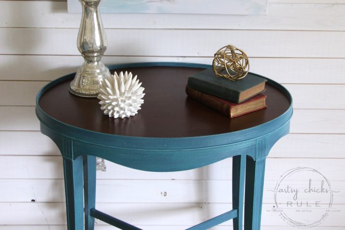 Layered Chalk Paint Makeover Tutorial - artsychicksrule.com #layeredchalkpaint #chalkpaintmakeover #paintedfurniture #aubussonblue