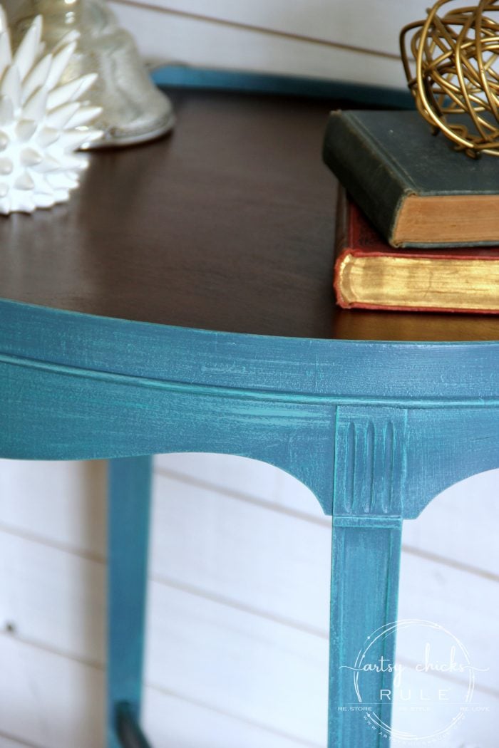 Layered Chalk Paint Makeover Tutorial - artsychicksrule.com #layeredchalkpaint #chalkpaintmakeover #paintedfurniture #aubussonblue