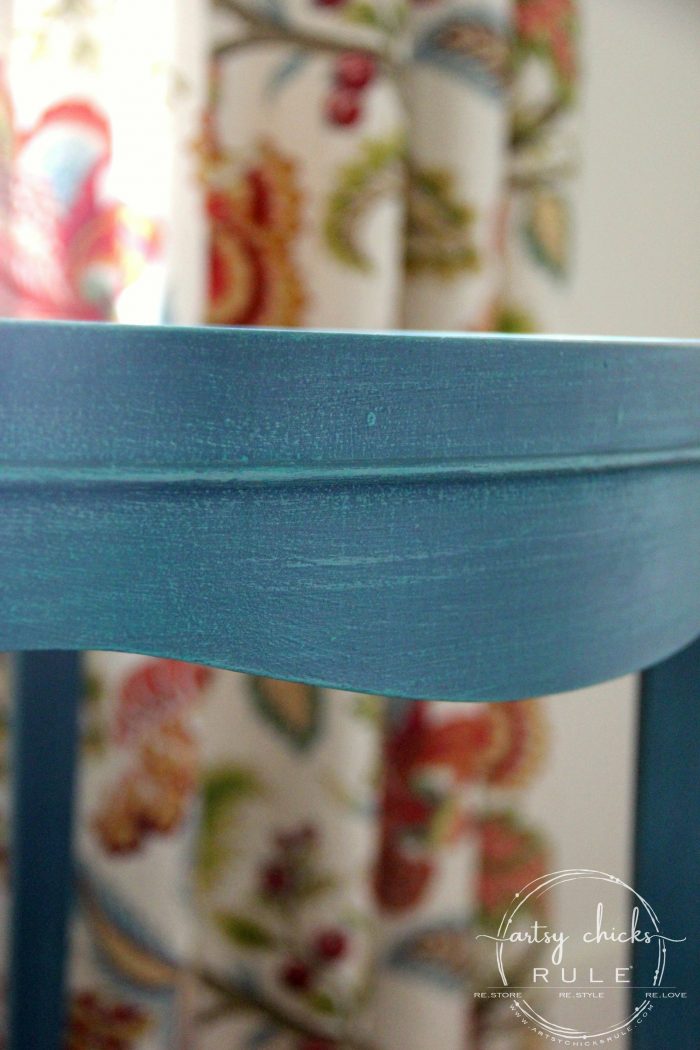 Layered Chalk Paint Makeover Tutorial - artsychicksrule.com #layeredchalkpaint #chalkpaintmakeover #paintedfurniture #aubussonblue