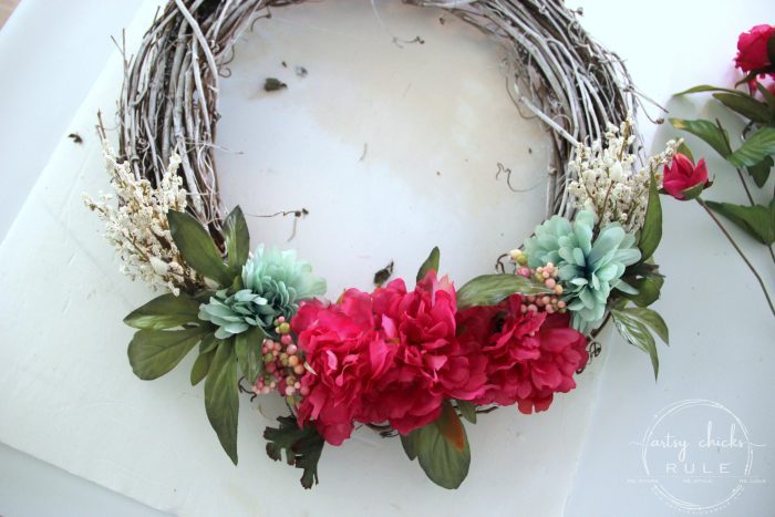 "Spring Has Sprung" SIMPLE Spring Floral Wreath! artsychicksrule.com #springfloralwreath #springwreath #diywreath #springhassprung #springquotes #springdecor