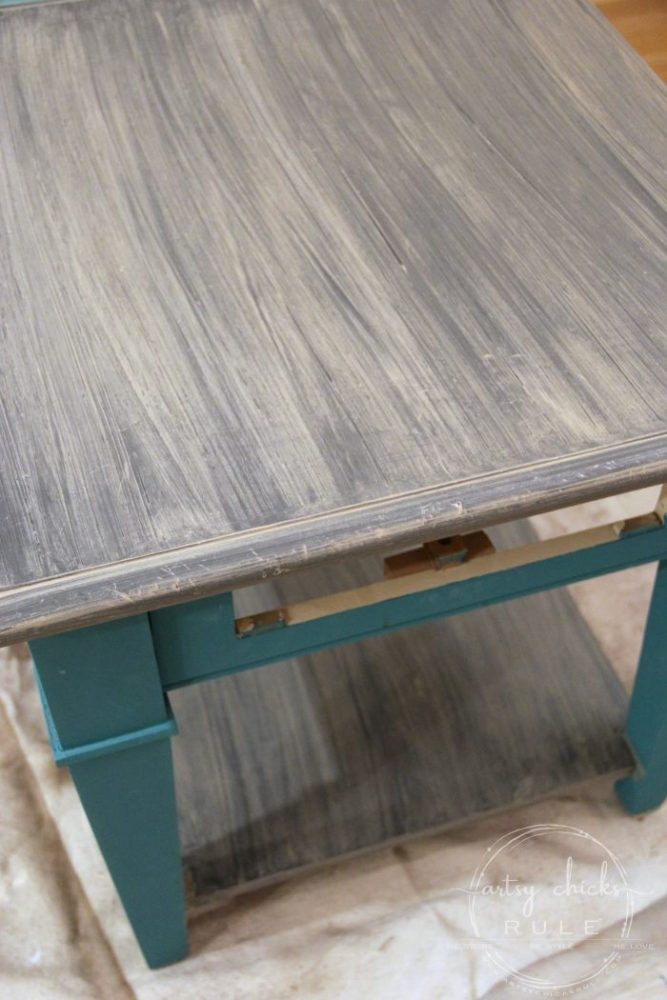 Coastal Style Chalk Paint Makeover (and FAUX Weathered Finish with just 2 paints!) EASY! artsychicksrule.com #fauxweatheredfinish #weatheredfinish #chalkpaintmakeover #paintedfurniture #coastalstyle #coastaldecor #chalkpaintfurniture