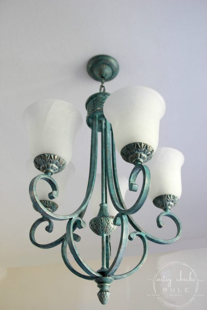 How To Create Faux Verdigris So Simple, How To Spray Paint Light Fixtures Without Taking It Down