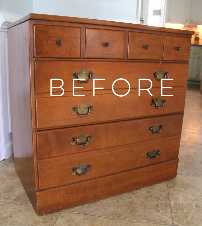 Coastal Blue & Antique Walnut Gel Stain Dresser Makeover artsychicksrule.com #antiquewalnutgelstain #generalfinishes #javagel #coastalblue #dressermakeover #paintedfurniture #furnituremakeover #boydresser #stainedresser #milkpaintdresser