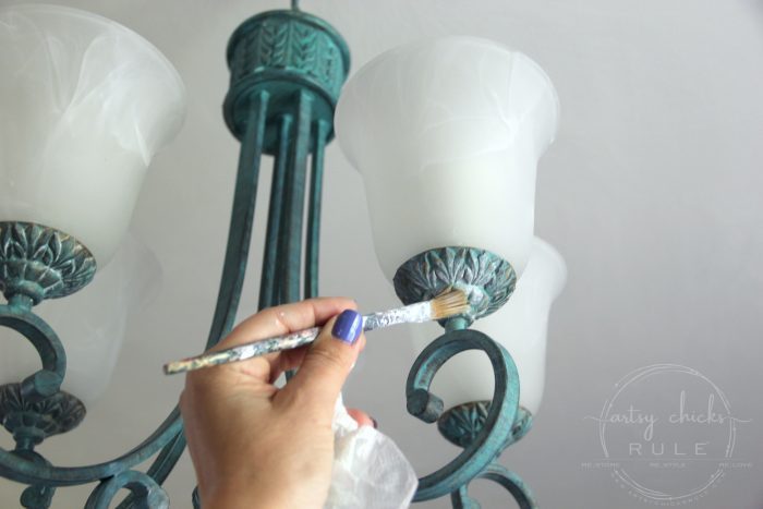 How To Creative Faux Verdigris - SO Simple!! (see the video!) artsychicksrule.com #fauxverdigris #createfauxverdigris #fauxfinishes #gilderspaste #patina 