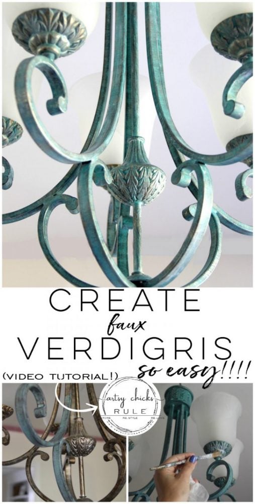 How To Creative Faux Verdigris - SO Simple!! (see the video!) artsychicksrule.com #fauxverdigris #createfauxverdigris #fauxfinishes #gilderspaste #patina 