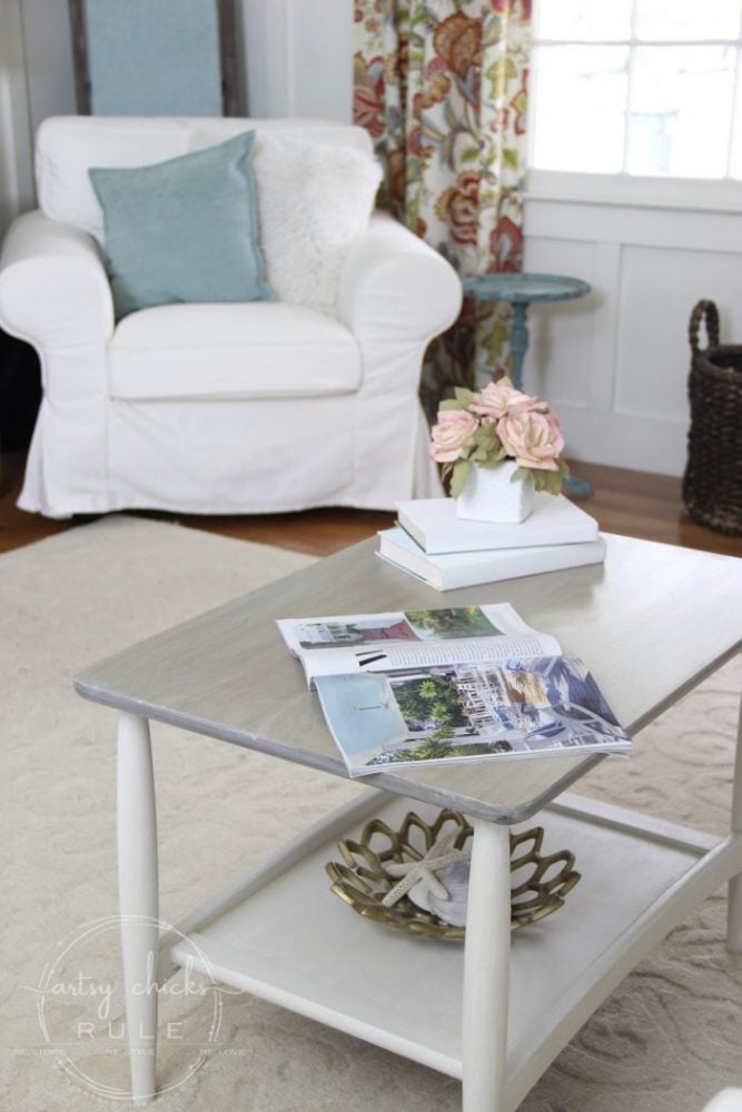 soft white table with taupe top