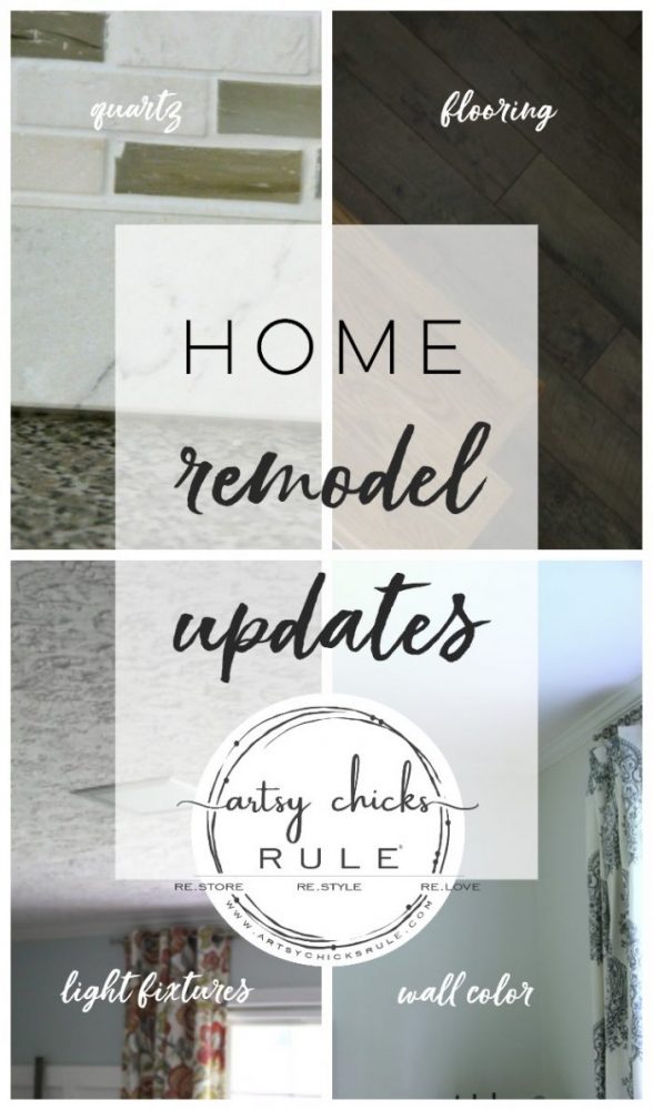 Home Remodel Updates Galore!!! Flooring, Quartz, Paint Colors, Cabinets, Lighting and Appliances!! artsychicksrule.com #homeremodel #homeupdates #quartz #quartzcountertops #woodflooring #laminateflooring #woodlookflooring #stainlessappliances #uniquelighting #lightingideas #coastalhomeideas #readytoassemble #kitchencabinets