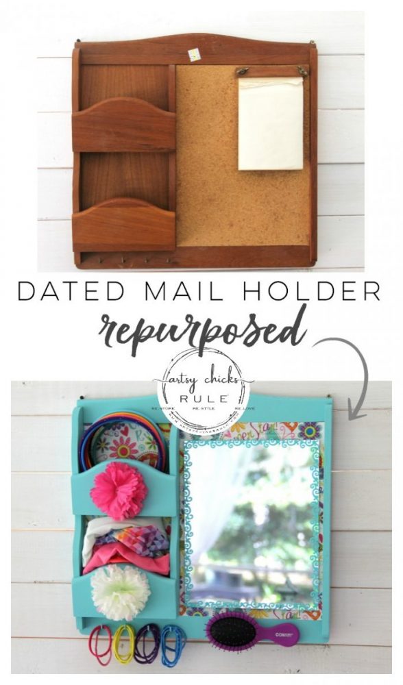 Keys, Note & Mail Holder REPURPOSED!! Simple and thrifty makeover! #mailholderrepurposed #mailsorterrepurposed #mailorganizer #repurposedprojects #girlsprojects #colorfulprojects #girlsroomdecor artsychicksrule.com