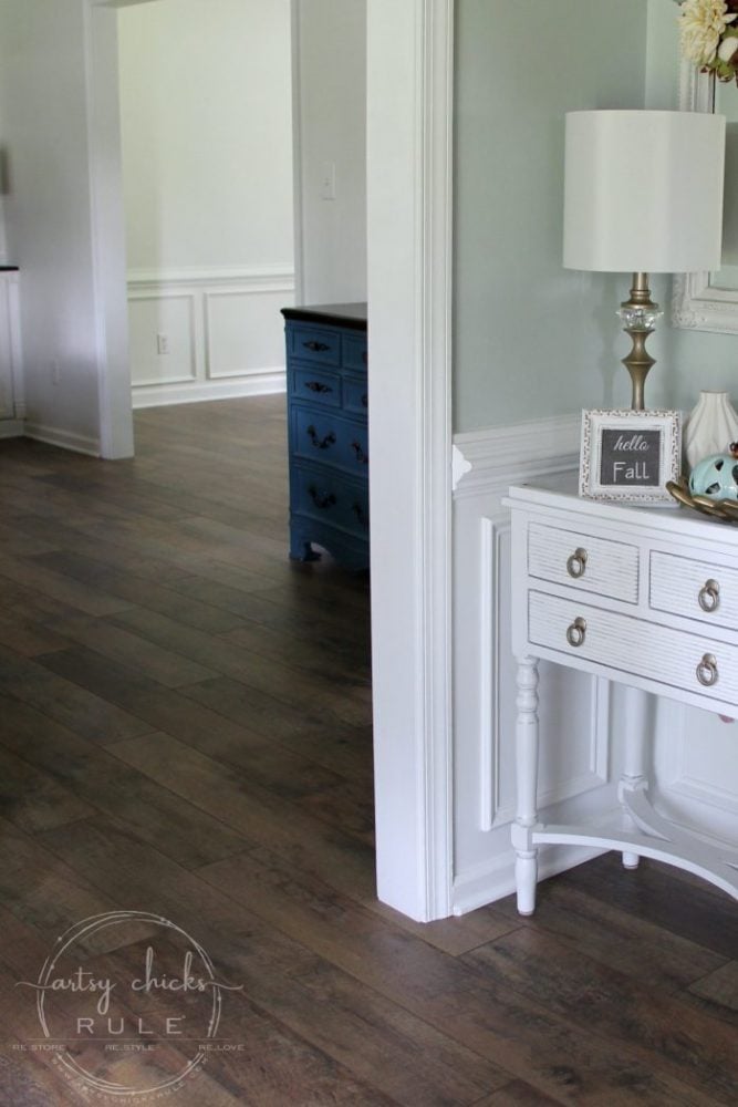 Gorgeous and AFFORDABLE Rustic Laminate Flooring artsychicksrule.com #rusticflooring #farmhouseflooring #farmhousestyle #coastalstyle #coastaldecor #coastalflooring #diyflooring #laminateflooring #fixerupperstyle