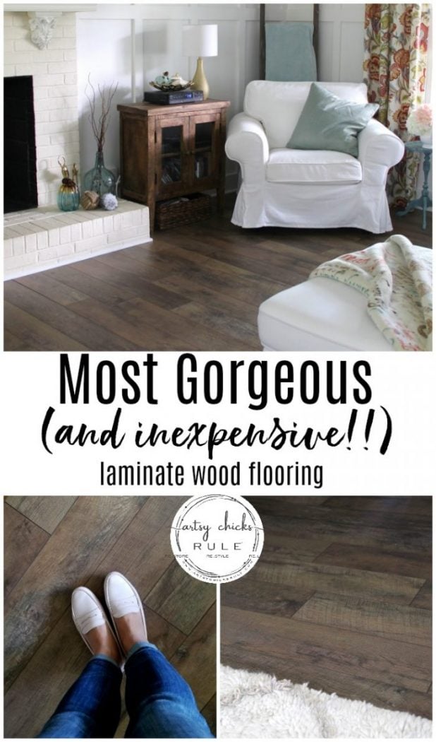 Gorgeous and AFFORDABLE Rustic Laminate Flooring artsychicksrule.com #rusticflooring #farmhouseflooring #farmhousestyle #coastalstyle #coastaldecor #coastalflooring #diyflooring #laminateflooring #fixerupperstyle