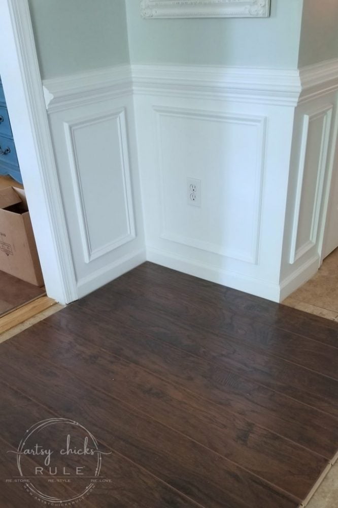 Gorgeous and AFFORDABLE Rustic Laminate Flooring artsychicksrule.com #rusticflooring #farmhouseflooring #farmhousestyle #coastalstyle #coastaldecor #coastalflooring #diyflooring #laminateflooring #fixerupperstyle