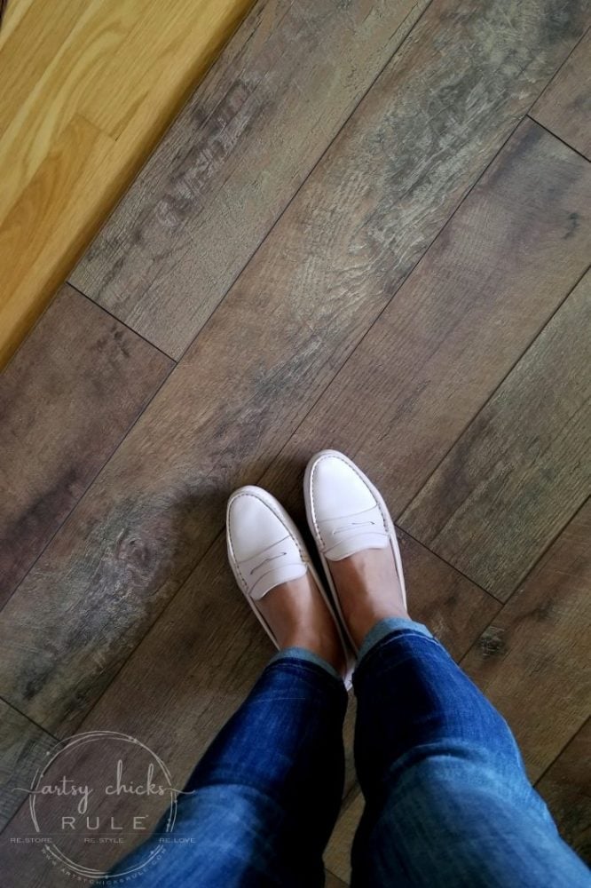 Gorgeous and AFFORDABLE Rustic Laminate Flooring artsychicksrule.com #rusticflooring #farmhouseflooring #farmhousestyle #coastalstyle #coastaldecor #coastalflooring #diyflooring #laminateflooring #fixerupperstyle