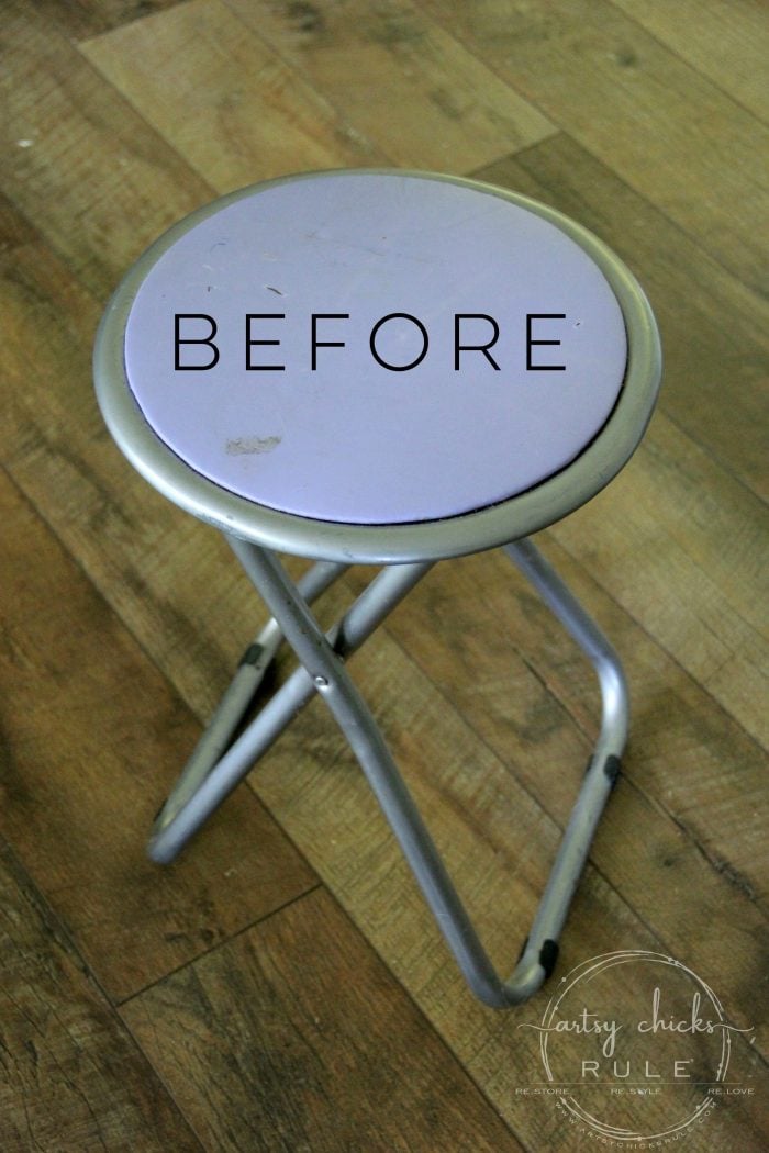 Frenchy Stool Makeover (with spray paint & fabric!)