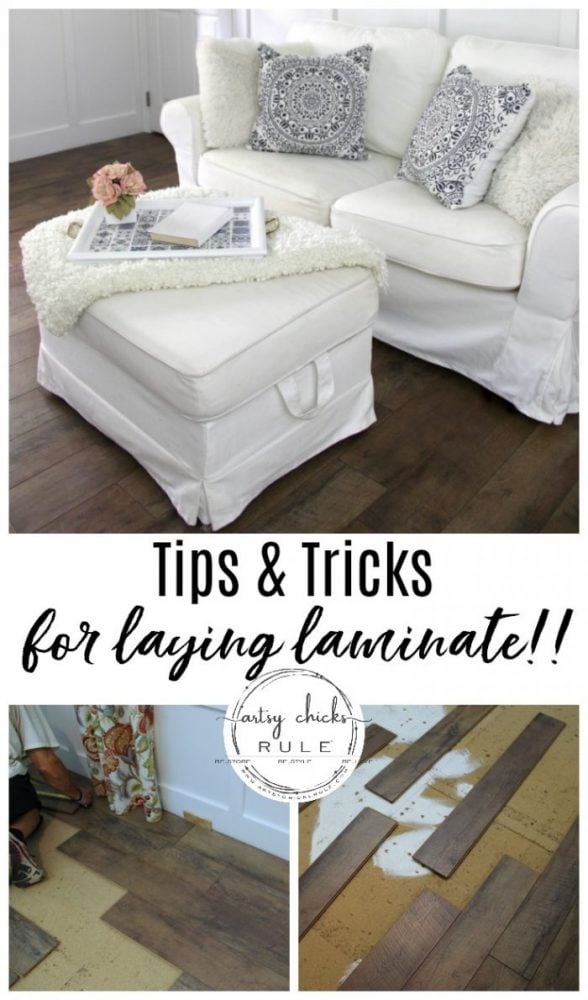 Installing Laminate Flooring (tips & tricks!!) artsychicksrule.com #installinglaminate #laminateflooring #driftwood #selectsurfaces #ad # flooringmakeover #rusticflooring #farmhouseflooring #flooringideas #diyflooring 