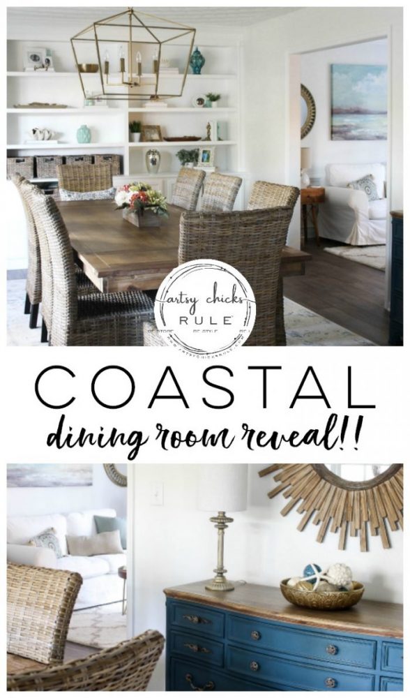 Coastal Dining Room REVEAL!!! - artsychicksrule.com #coastaldecor #coastalstyle #coastaldiningroom #golddecor 