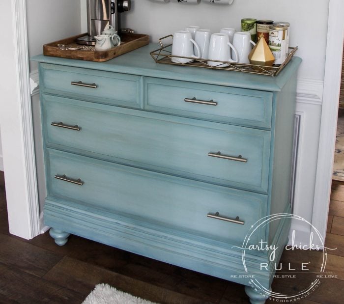 Aqua Dresser Coffee Bar Add Dimension With Paint Artsy Chicks