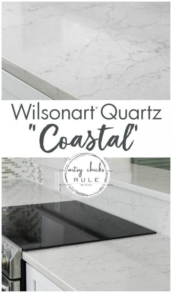 Wilsonart Quartz Coastal - artsychicksrule.com #ad #wilsonartquartz #coastalquartz #quartzcountertops #whitecountertopideas #quartzcountertopideas