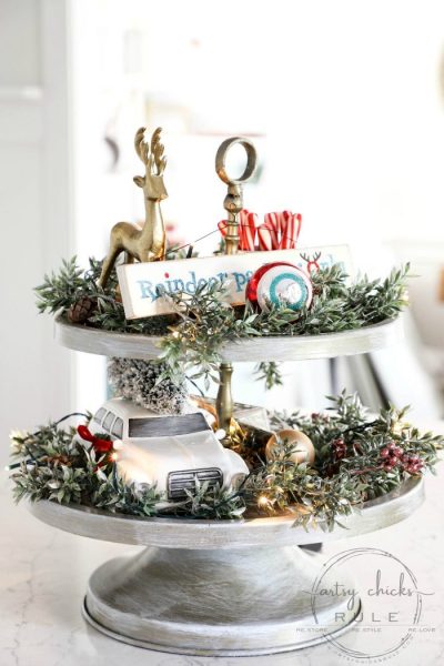 Christmas Tiered Tray (easy makeover!!) - Artsy Chicks Rule®