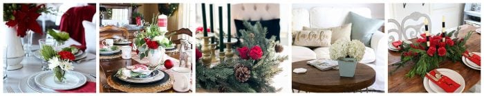 Decorating with Flowers for Christmas! (grocery store flowers) Bring warmth and beauty into your home with natural flowers for the holidays. artsychicksrule.com #flowersforchristmas #christmasflowers #holidayflowers #vaseideas #thriftymakeovers