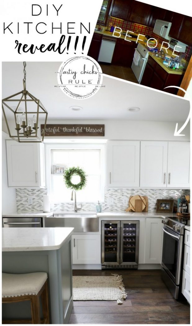 Diy Coastal Kitchen Makeover Reveal Full Remodel Artsy