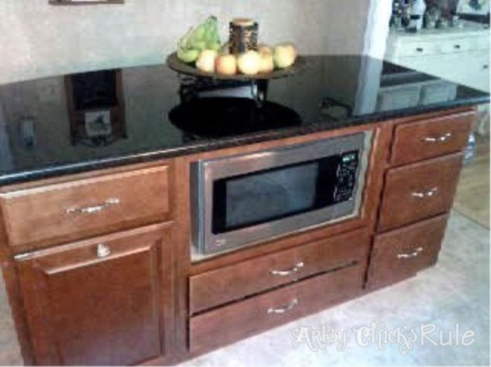 Build your very own DIY KITCHEN ISLAND with big box store cabinets!! Yep! And customize it to your liking and needs! Easier than you think! artsychicksrule.com #diykitchenisland #islandmakeover #blueisland