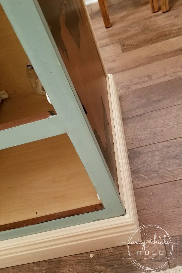 Build your very own DIY KITCHEN ISLAND with big box store cabinets!! Yep! And customize it to your liking and needs! Easier than you think! artsychicksrule.com #diykitchenisland #islandmakeover #blueisland