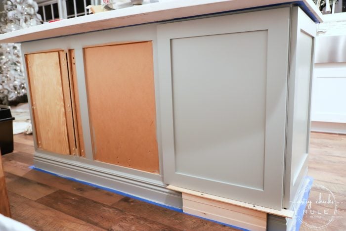 Build your very own DIY KITCHEN ISLAND with big box store cabinets!! Yep! And customize it to your liking and needs! Easier than you think! artsychicksrule.com #diykitchenisland #islandmakeover #blueisland