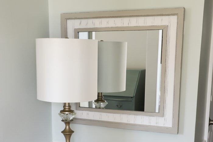 Coastal Style Thrift Store Mirror Makeover!! Budget friendly decor can be found at the thrift store. All you need is a little paint! artsychicksrule.com #thriftstoremakeovers #mirrormakeover #thriftymakeovers #painteddecor