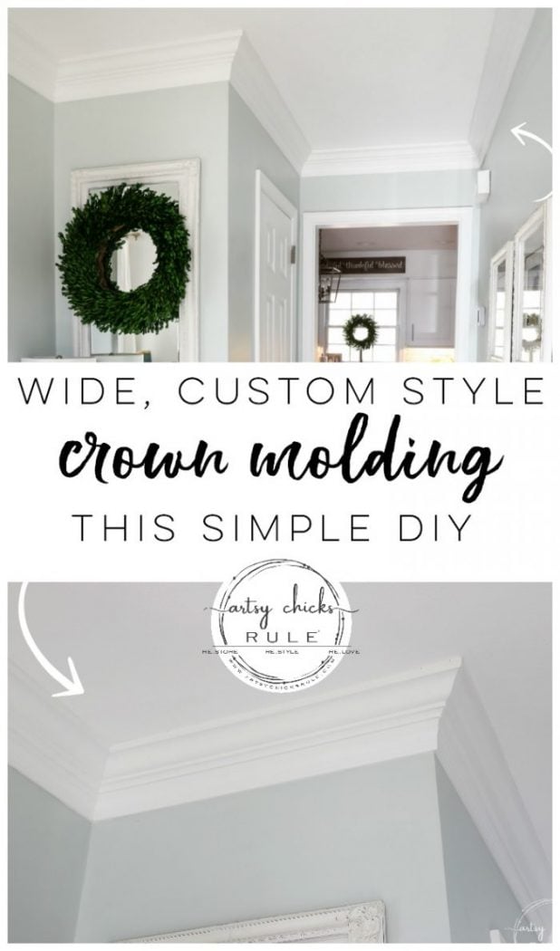 DIY Crown Molding - Deep, custom style look...the easy (and inexpensive) way! artsychicksrule.com #diycrownmolding #diycrownmold #customwoodwork