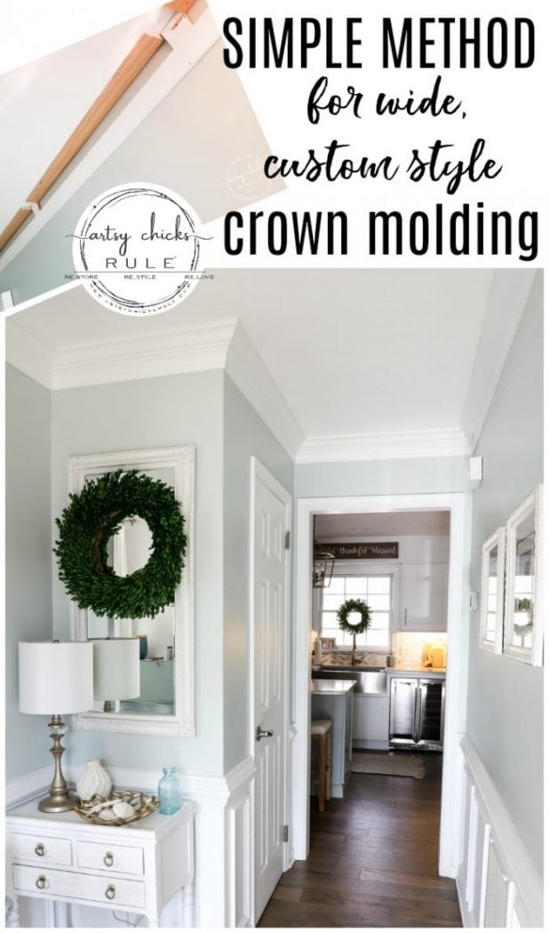 DIY Crown Molding - Deep, custom style look...the easy (and inexpensive) way! artsychicksrule.com #diycrownmolding #diycrownmold #customwoodwork