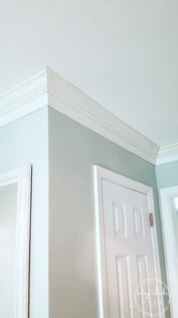 DIY Crown Molding - Deep, custom style look...the easy (and inexpensive) way! artsychicksrule.com #diycrownmolding #diycrownmold #customwoodwork