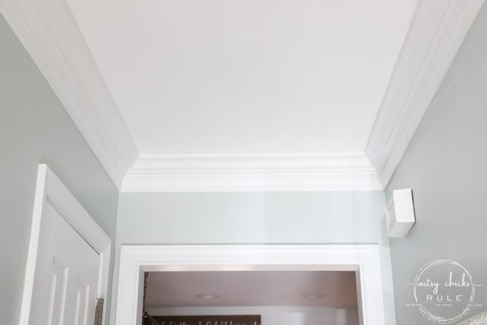 DIY Crown Molding - Deep, custom style look...the easy (and inexpensive) way! artsychicksrule.com #diycrownmolding #diycrownmold #customwoodwork