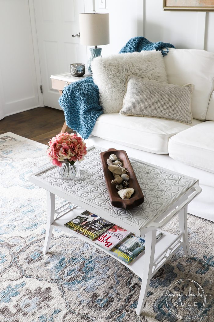 How To Tile A Table Top! DIY tiled table top is easier than you think! And gives a completely new look to your furniture! artsychicksrule.com #diytiledtable #diytile #DIYtileprojects