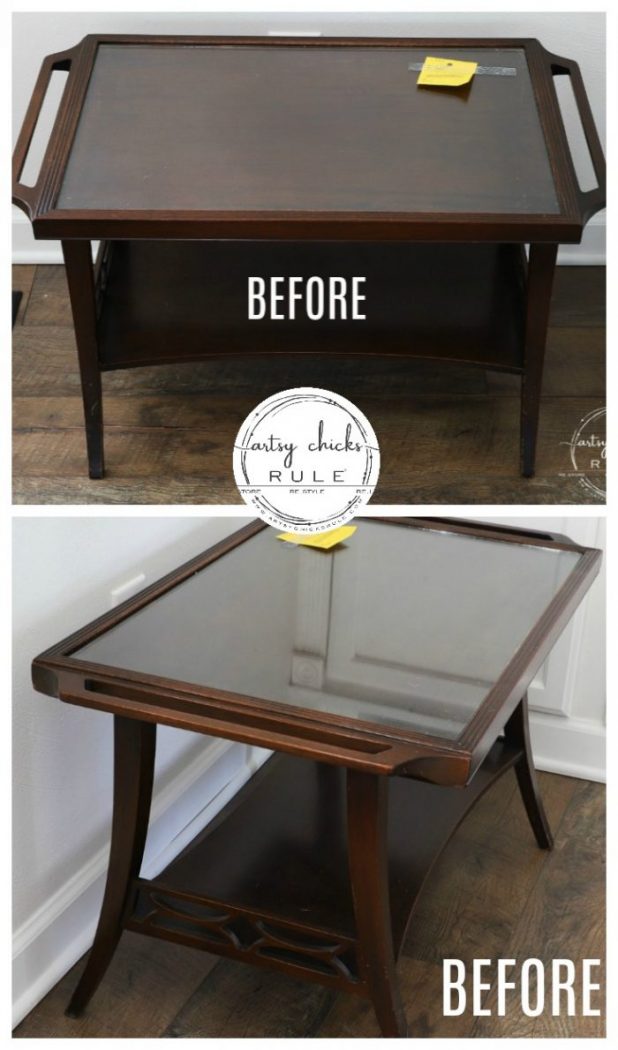 How To Tile A Table Top! DIY tiled table top is easier than you think! And gives a completely new look to your furniture! artsychicksrule.com #diytiledtable #diytile #DIYtileprojects