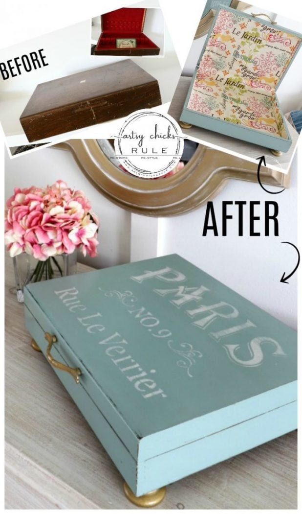 Wooden Silverware Box Makeover - My Repurposed Life®