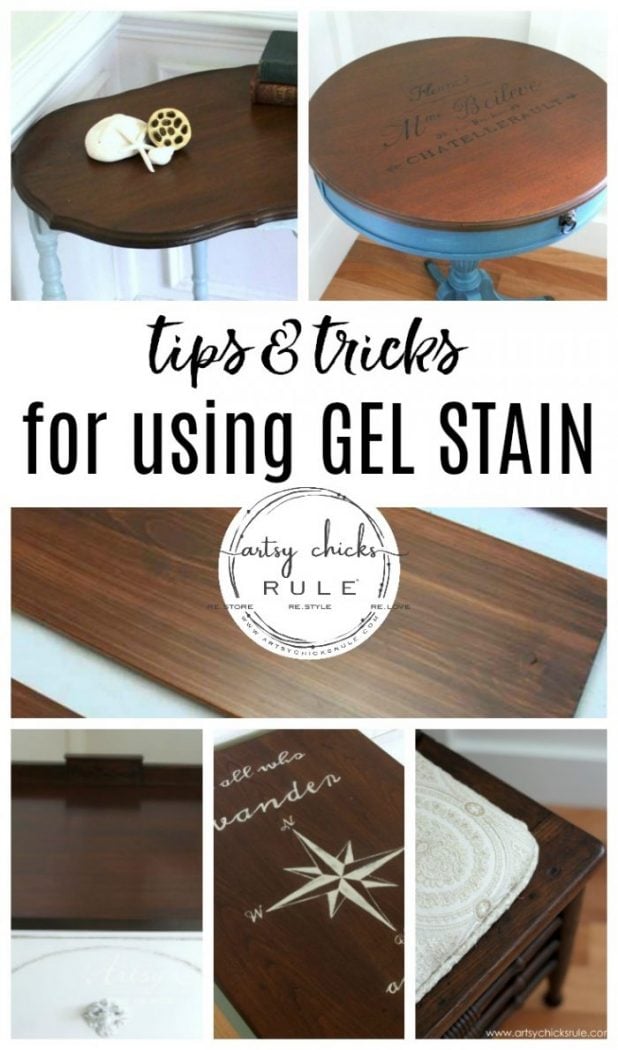 How To Use Gel Stain! Tips & Tricks For Using Gel Stain. All the basics and benefits of using gel stain for your next furniture makeover project!! artsychicksrule.com #gelstain #javagel #gelstaintutorial #gelstainmakeovers #furnituremakeovers