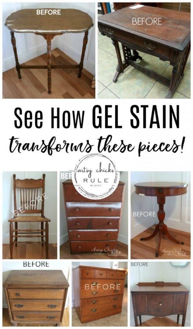 How To Use Gel Stain! Tips & Tricks For Using Gel Stain. All the basics and benefits of using gel stain for your next furniture makeover project!! artsychicksrule.com #gelstain #javagel #gelstaintutorial #gelstainmakeovers #furnituremakeovers