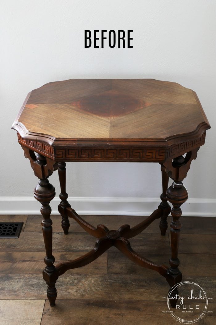 antique ornate wood small table