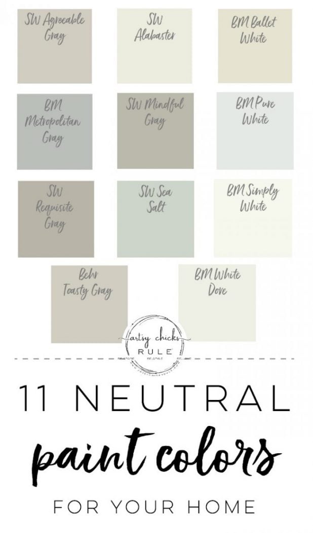 11 Awesome Neutral Paint Colors For Your Home! Perfect for the farmhouse look or creating a room where the decor and other colors in the room pops! artsychicksrule.com #neutralpaintcolors #neutralpaintideas #farmhousepaintcolors #neutralwallcolor