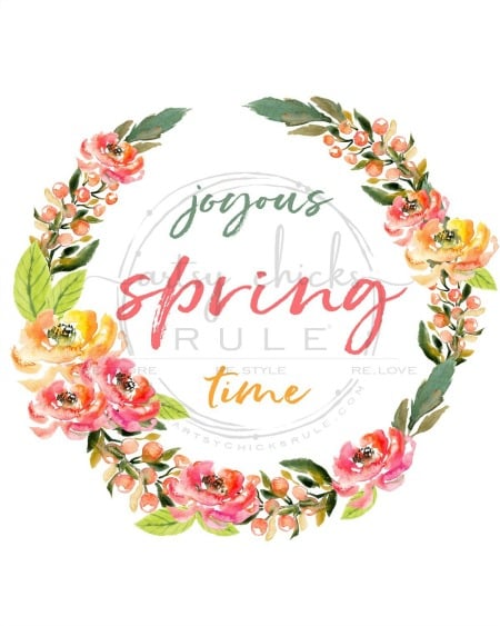 Joyous spring time colorful flower wreath artsychicksrule.com floral printables for spring