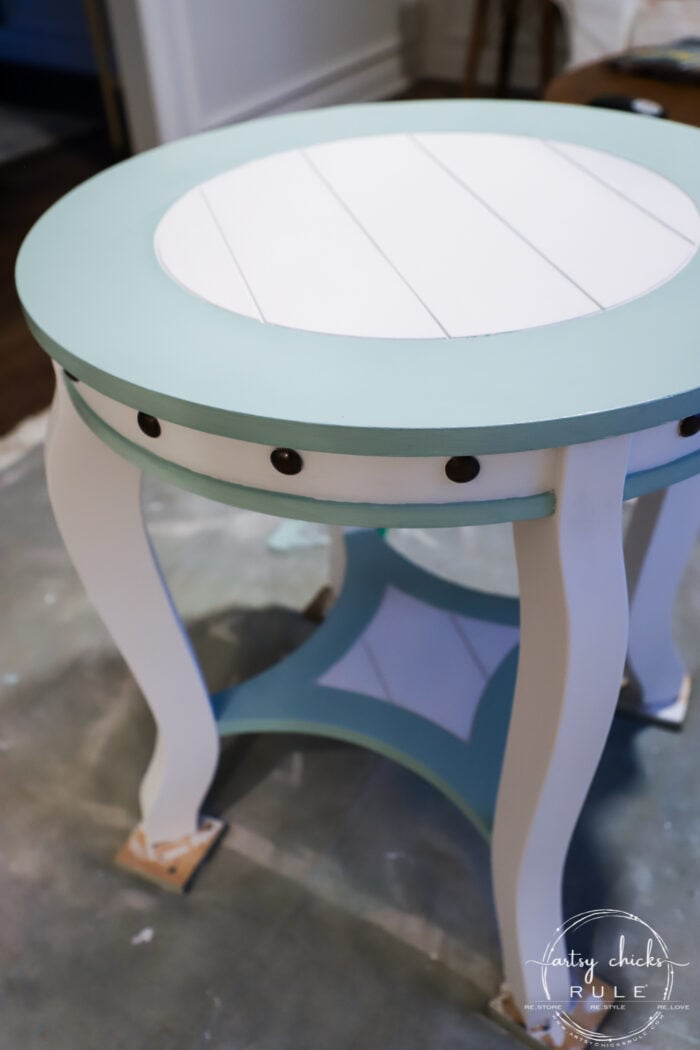 Nautical end table Dixie Belle Sea Glass paint artsychicksrule.com